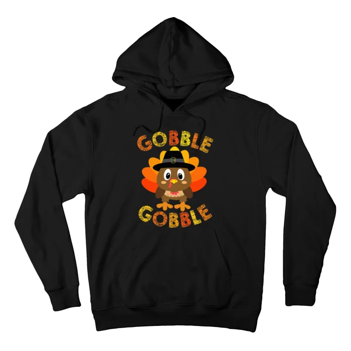 Cute Gobble Gobble Turkey Pilgrim Little Thanksgiving Hoodie