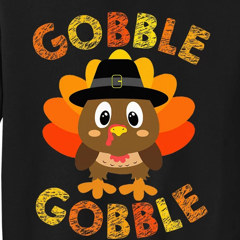 Cute Gobble Gobble Turkey Pilgrim Little Thanksgiving Sweatshirt