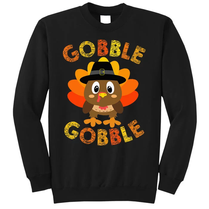 Cute Gobble Gobble Turkey Pilgrim Little Thanksgiving Sweatshirt