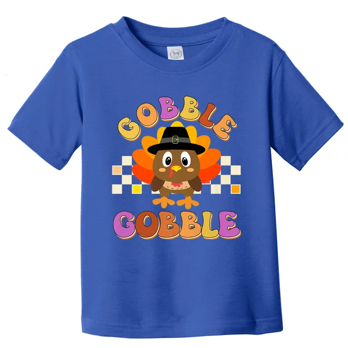 Cute Gobble Gobble Turkey Pilgrim Little Thanksgiving Gift Toddler T-Shirt