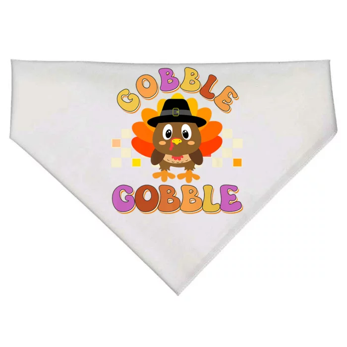 Cute Gobble Gobble Turkey Pilgrim Little Thanksgiving Gift USA-Made Doggie Bandana