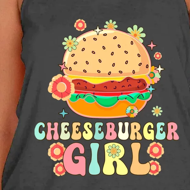 Cheeseburger Girl Groovy Burger Girl Women's Knotted Racerback Tank