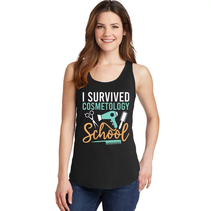 Cosmetology Graduate Gift I Survived Cosmetology School Ladies Essential Tank