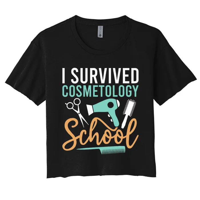 Cosmetology Graduate Gift I Survived Cosmetology School Women's Crop Top Tee