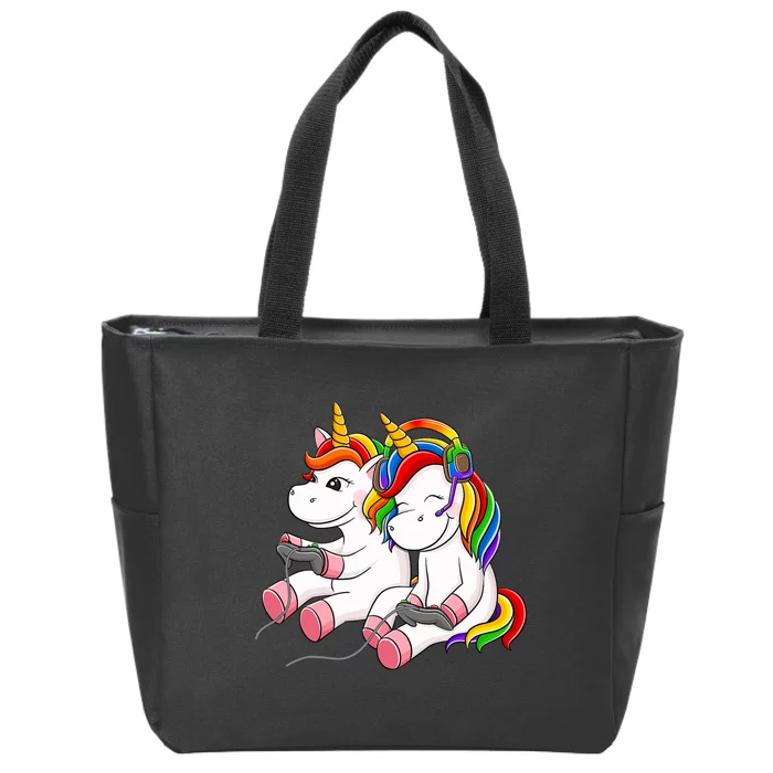 Couple Gaymer Gay Gmaer Unicorn Lgbt Rainbow Flag Pride Zip Tote Bag