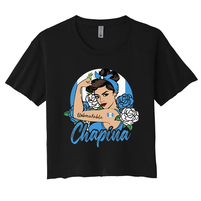 Chapina Guatemala Girl Guatemalan Mujer Guatemalteca Flag Women's Crop Top Tee