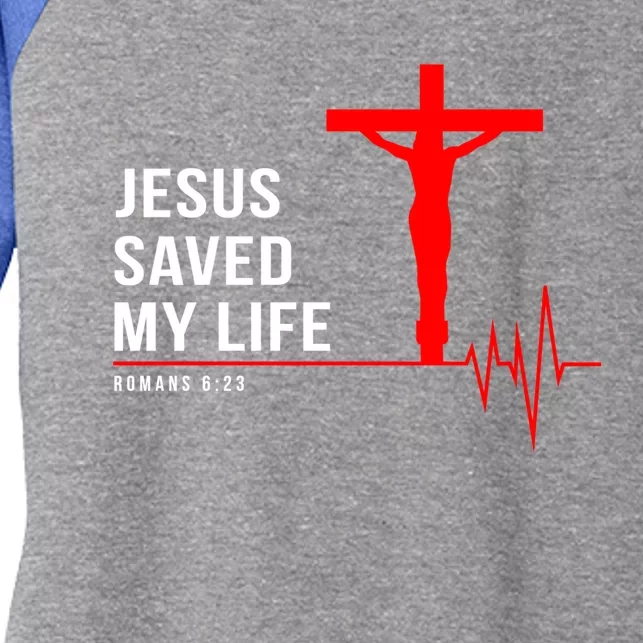 Christian Group Gift Jesus Saved My Life Holy Week Bible Funny Gift Women's Tri-Blend 3/4-Sleeve Raglan Shirt