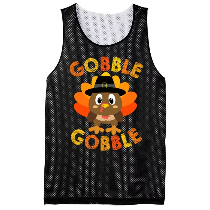 Cute Gobble Gobble Turkey Pilgrim Little Boys Thanksgiving Mesh Reversible Basketball Jersey Tank