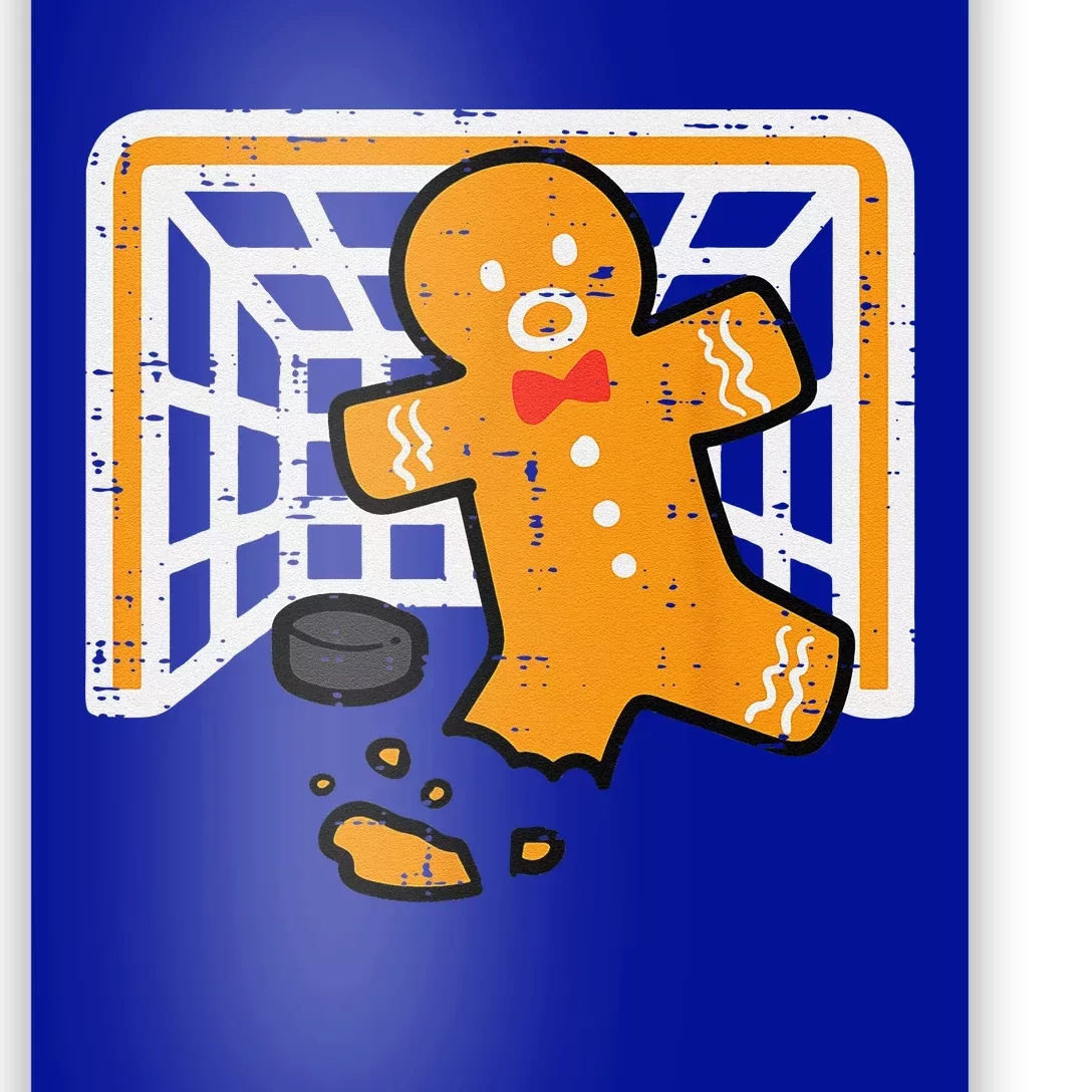 Christmas Gingerbread Hockey Goalkeeper Funny Xmas Goalie Poster