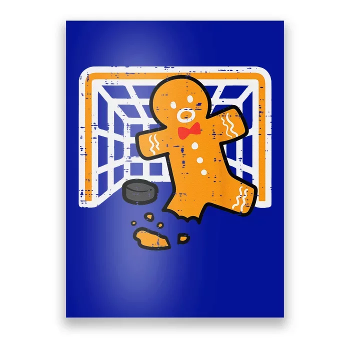 Christmas Gingerbread Hockey Goalkeeper Funny Xmas Goalie Poster