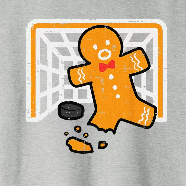 Christmas Gingerbread Hockey Goalkeeper Funny Xmas Goalie Women's Crop Top Tee