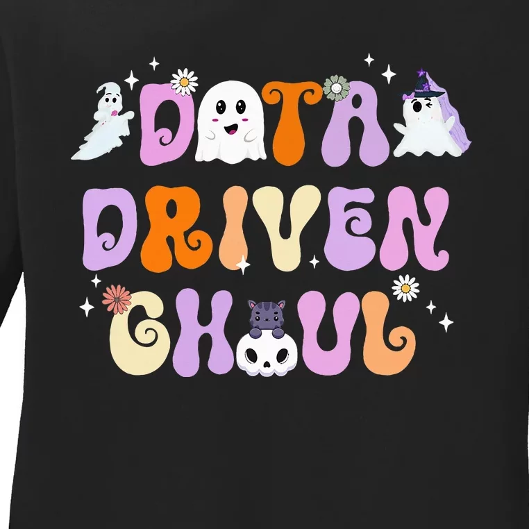 Cute Ghosts Halloween ABA Behavior Therapy Data Driven Ghoul Ladies Long Sleeve Shirt