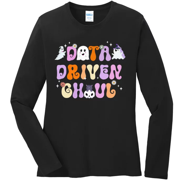 Cute Ghosts Halloween ABA Behavior Therapy Data Driven Ghoul Ladies Long Sleeve Shirt