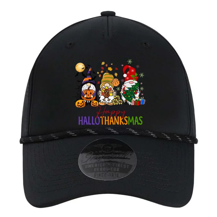 Cute Gnomes Happy Hallothanksmas Coffee Halloween Thanksgiving Christmas Performance The Dyno Cap