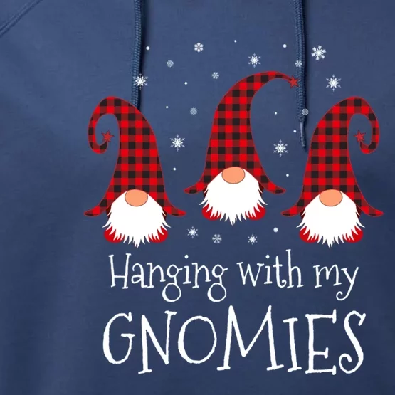 Christmas Gnome Hanging With My Gnomies Plaid Garden Christmas Gnome Performance Fleece Hoodie