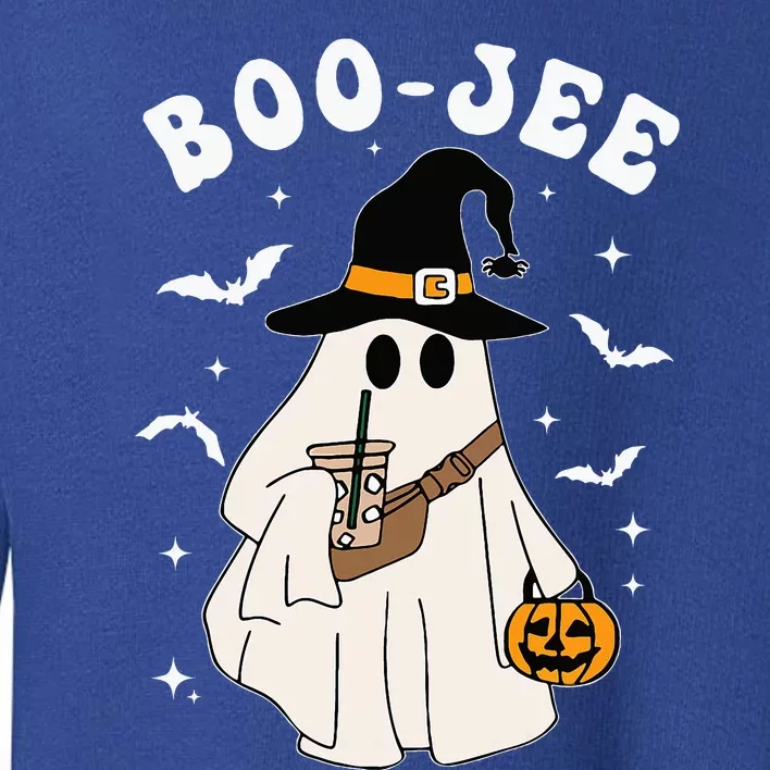 Cute Ghost Halloween Costume Coffee Witch Hat Boujee Boo Jee Toddler Sweatshirt