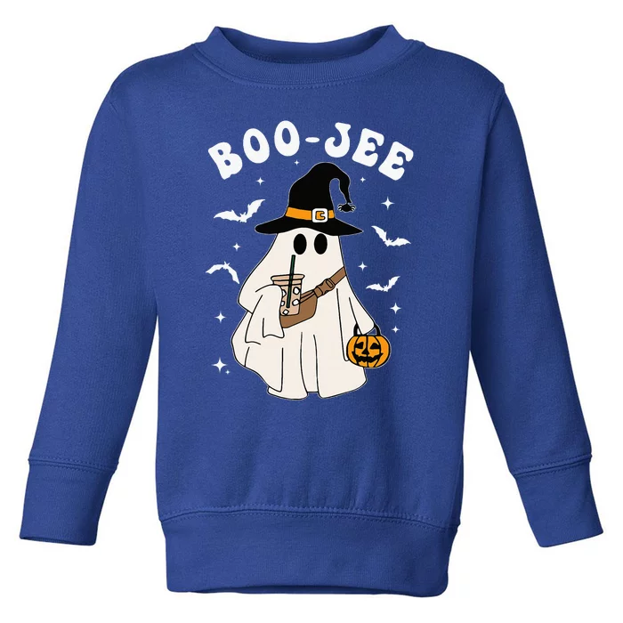 Cute Ghost Halloween Costume Coffee Witch Hat Boujee Boo Jee Toddler Sweatshirt