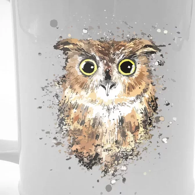 Cute Great Horned Owls Artistic Tees For Women Men Front & Back Beer Stein