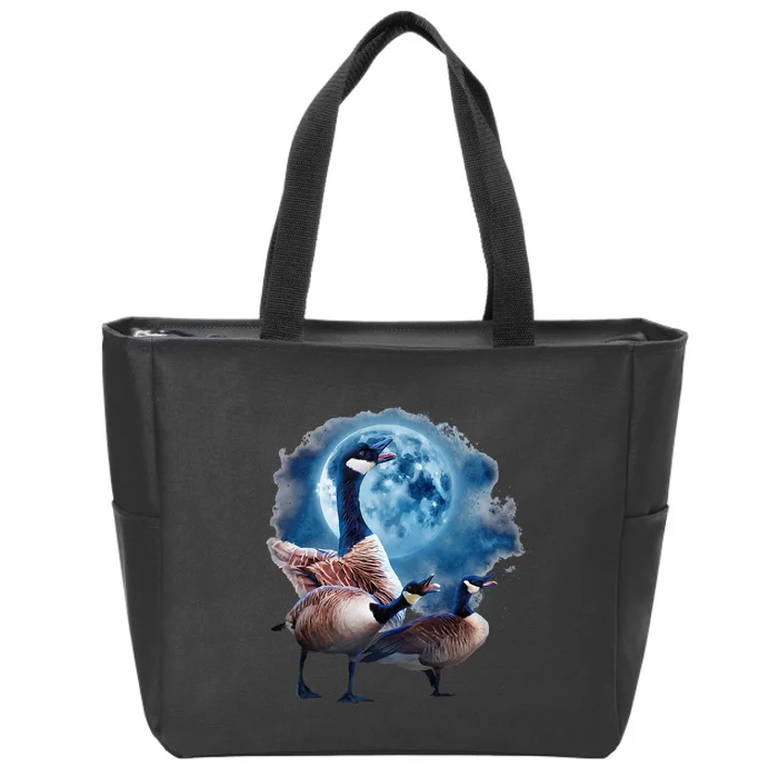 Canadian Goose Howling At The Moon Silly Goose Zip Tote Bag