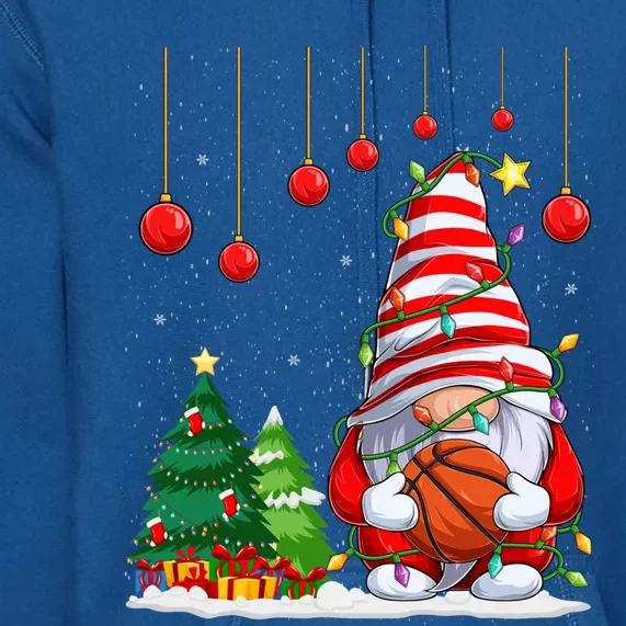 Christmas Gnome Holding A Basketball Ball Pajama Xmas Tree Gift Premium Hoodie