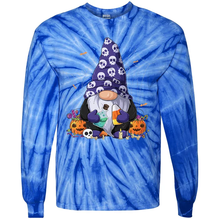 Cute Gnomes Happy Halloween Fall Candy Corn Pumpkin Funny Tie-Dye Long Sleeve Shirt