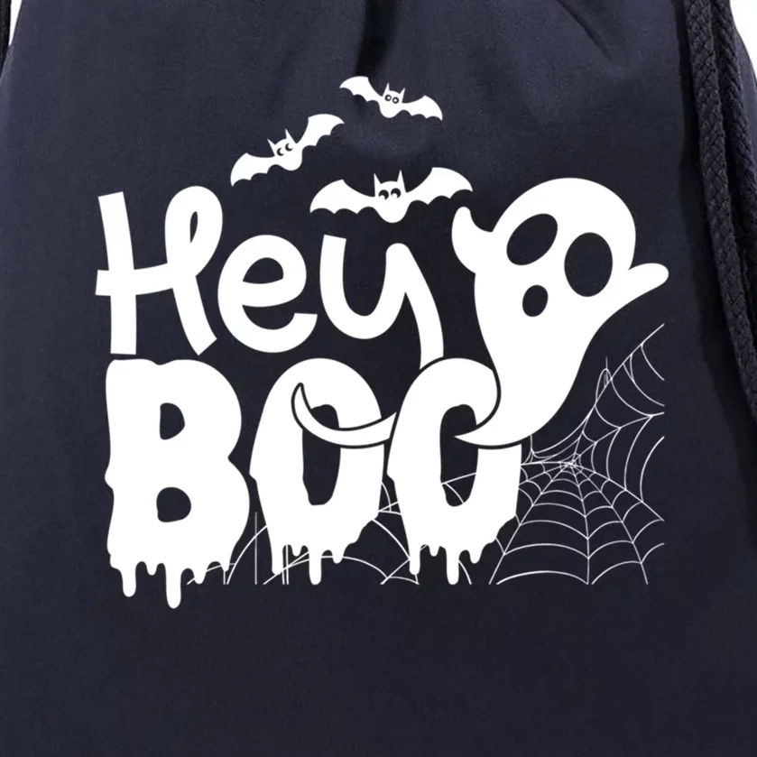 Cute Ghost Halloween Face Hey Boo Funny Halloween Gift Drawstring Bag