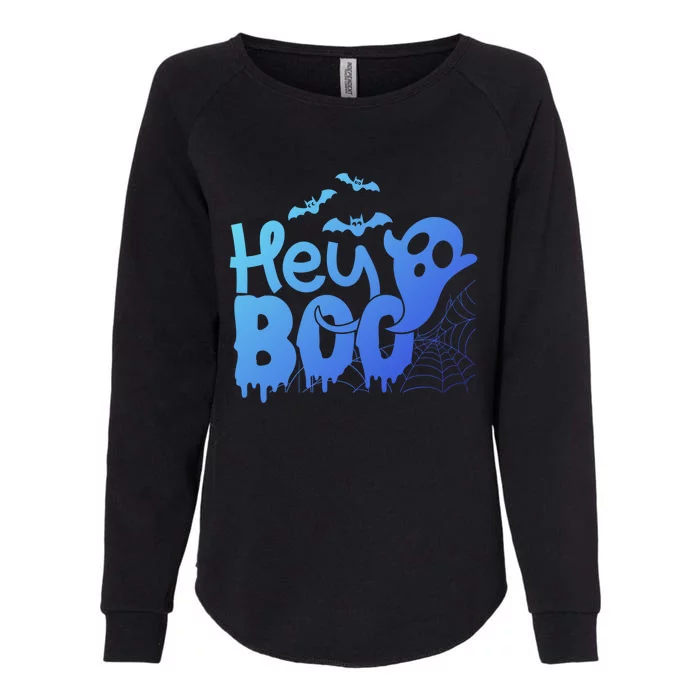 Cute Ghost Halloween Face Hey Boo Funny Halloween Gift Womens California Wash Sweatshirt