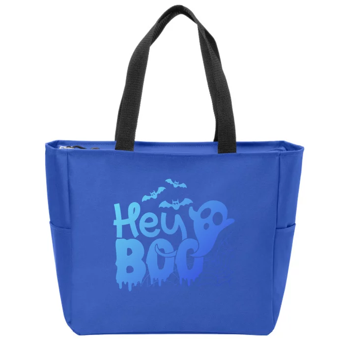 Cute Ghost Halloween Face Hey Boo Funny Halloween Gift Zip Tote Bag