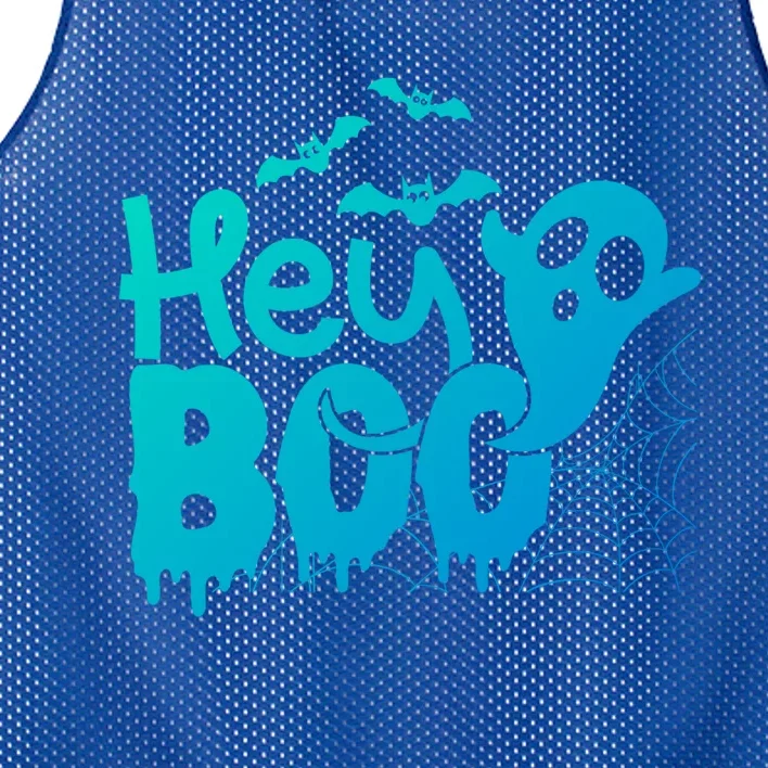 Cute Ghost Halloween Face Hey Boo Funny Halloween Gift Mesh Reversible Basketball Jersey Tank