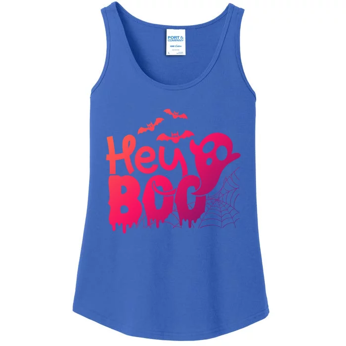 Cute Ghost Halloween Face Hey Boo Funny Halloween Gift Ladies Essential Tank