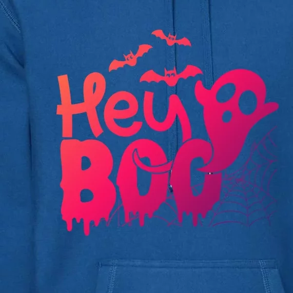 Cute Ghost Halloween Face Hey Boo Funny Halloween Gift Premium Hoodie