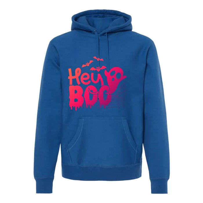 Cute Ghost Halloween Face Hey Boo Funny Halloween Gift Premium Hoodie