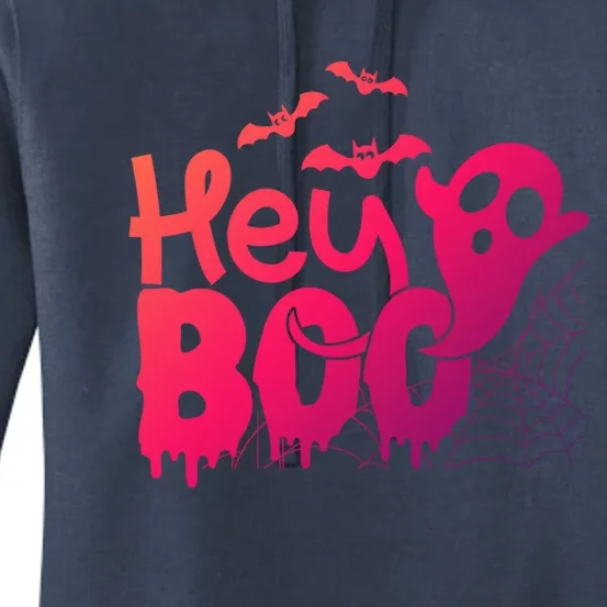 Cute Ghost Halloween Face Hey Boo Funny Halloween Gift Women's Pullover Hoodie