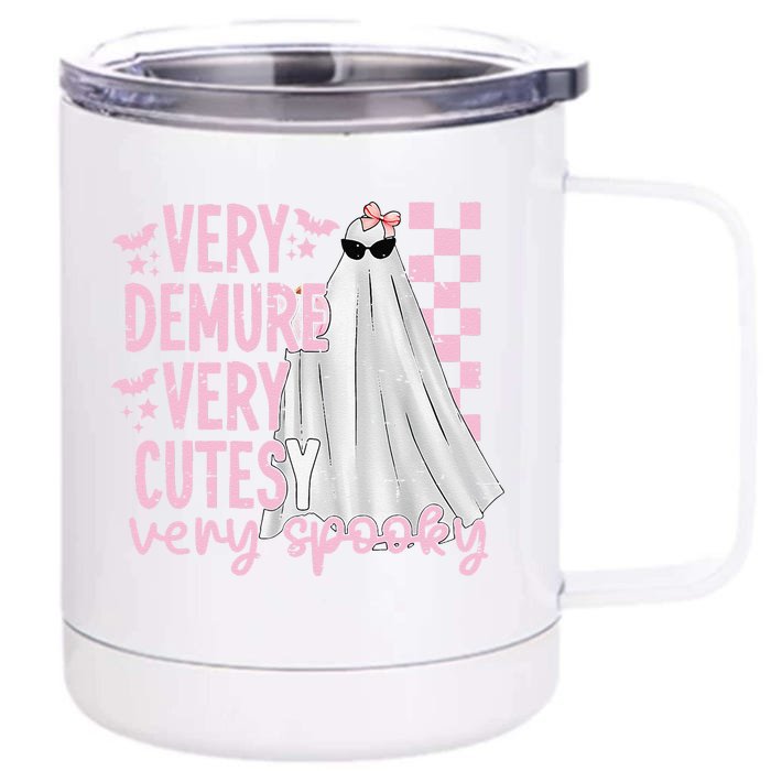 Cute Ghost Halloween Very Demure Very Cutesy Very Spooky Front & Back 12oz Stainless Steel Tumbler Cup