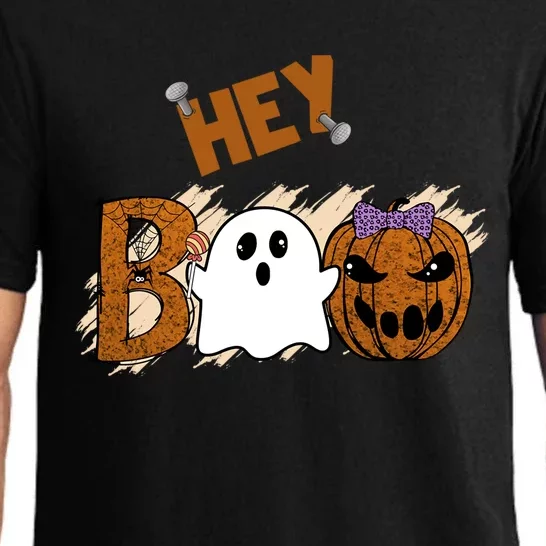 Cute Ghost Halloween Pumpkin Face Hey Boo Funny Meaningful Gift Pajama Set