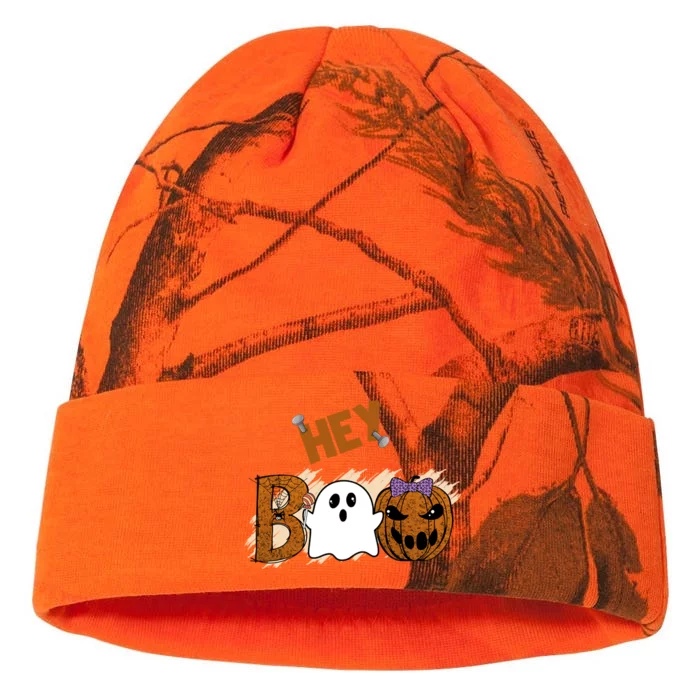 Cute Ghost Halloween Pumpkin Face Hey Boo Funny Meaningful Gift Kati - 12in Camo Beanie