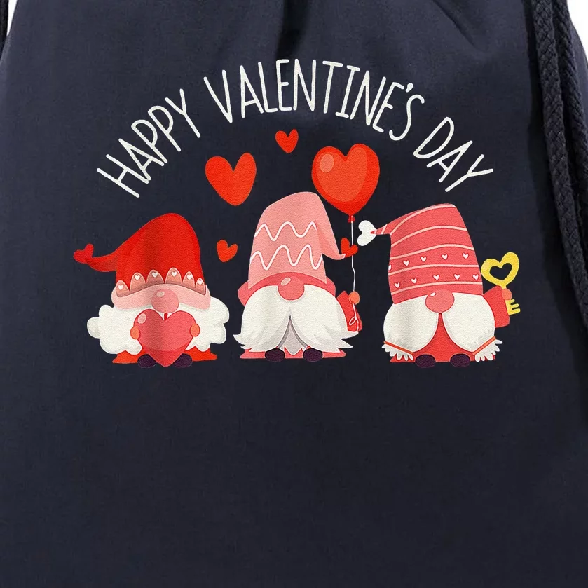 Cute Gnomes Heart Love Happy Valentines Day Matching Family Drawstring Bag