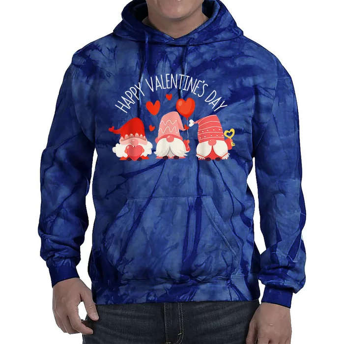 Cute Gnomes Heart Love Happy Valentines Day Matching Family Tie Dye Hoodie