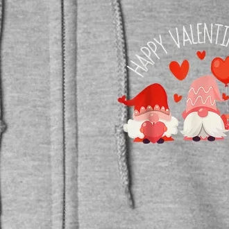 Cute Gnomes Heart Love Happy Valentines Day Matching Family Full Zip Hoodie