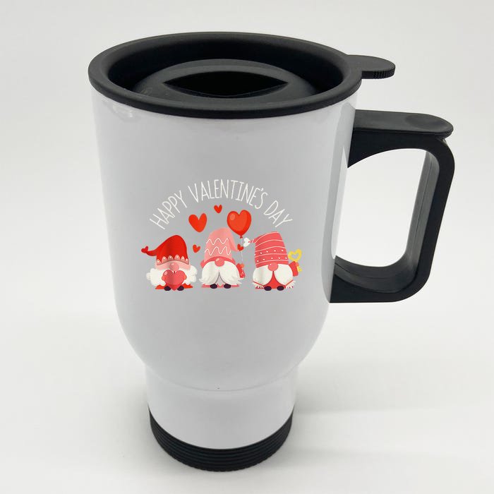 Cute Gnomes Heart Love Happy Valentines Day Matching Family Front & Back Stainless Steel Travel Mug