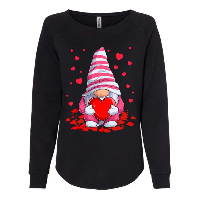 Cute Gnome Holding Hearts Couples ValentinesS Day Womens California Wash Sweatshirt