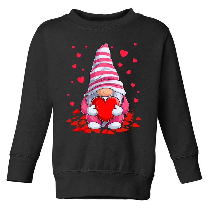 Cute Gnome Holding Hearts Couples ValentinesS Day Toddler Sweatshirt