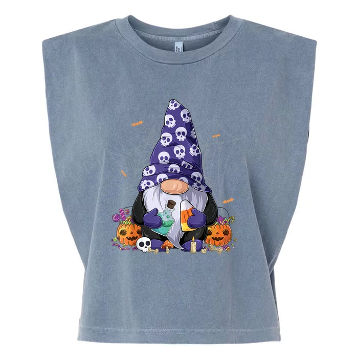 Cute Gnomes Happy Halloween Fall Candy Corn Pumpkin Garment-Dyed Women's Muscle Tee