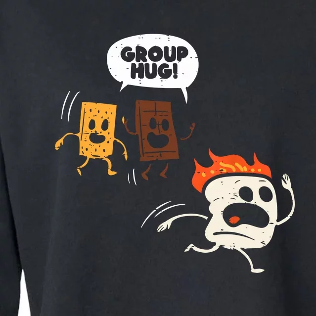 Camping Group Hug Smores Funny Marshmallow Men Women Kids Cropped Pullover Crew