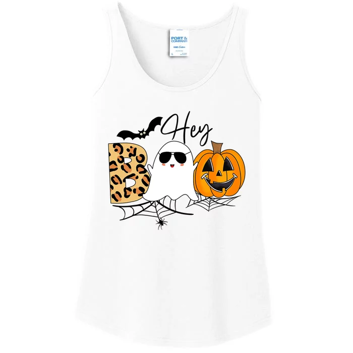 Cute Ghost Halloween Pumpkin Face Hey Boo Trendy Halloween Ladies Essential Tank