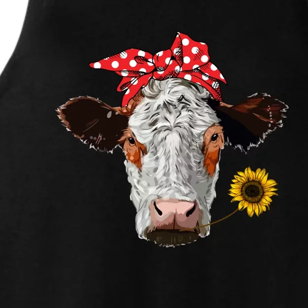 Cute Girl Heifer Cow With Bandana Headband And Glasses Gift Ladies Tri-Blend Wicking Tank