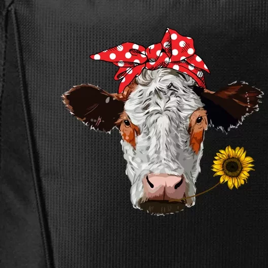 Cute Girl Heifer Cow With Bandana Headband And Glasses Gift City Backpack