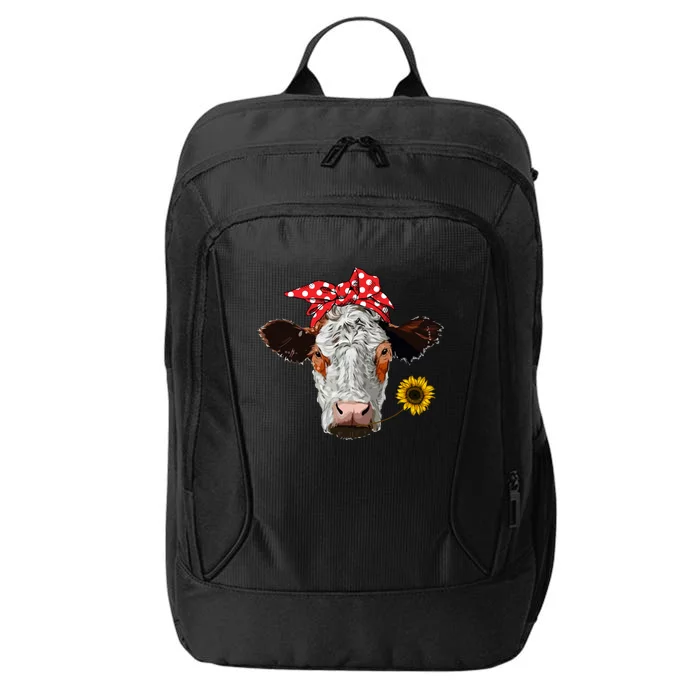 Cute Girl Heifer Cow With Bandana Headband And Glasses Gift City Backpack