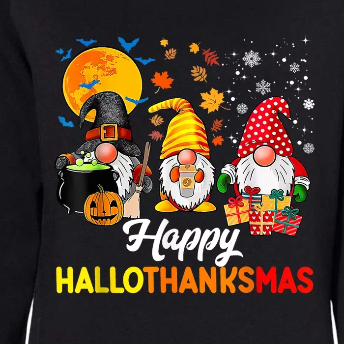 Cute Gnomes Happy Hallothanksmas Funny Halloween Christmas Womens California Wash Sweatshirt