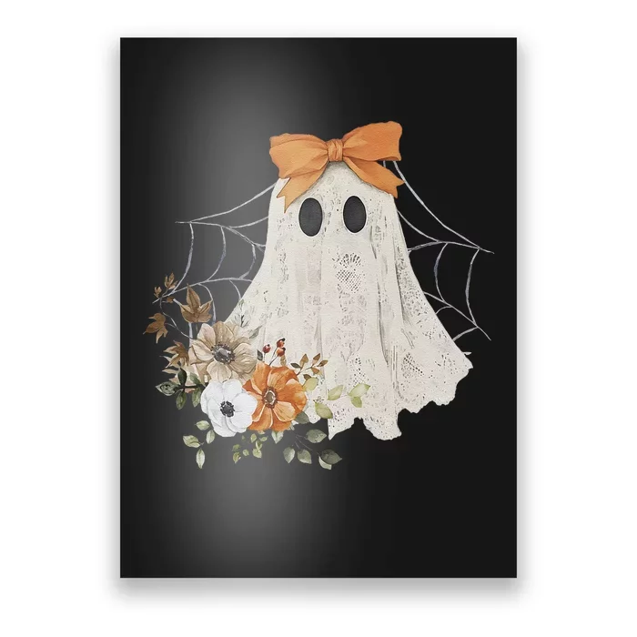 Coquette Ghost Halloween Flower Ghost Spooky Lace Ghost Gift Poster